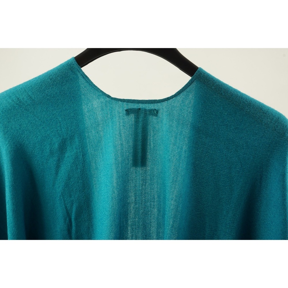 Eileen Fisher Wool & Silk Ombre Dip Dye Ruana Women's One Size Blue Raw Edge - Picture 6 of 9